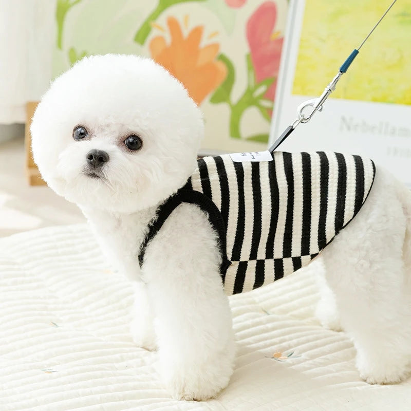 Dog Vest Summer Puppy Clothes Striped Dog Clothing Cotton Suspenders Dog Apparel Chihuahua French Bulldog Girls Dog Costume