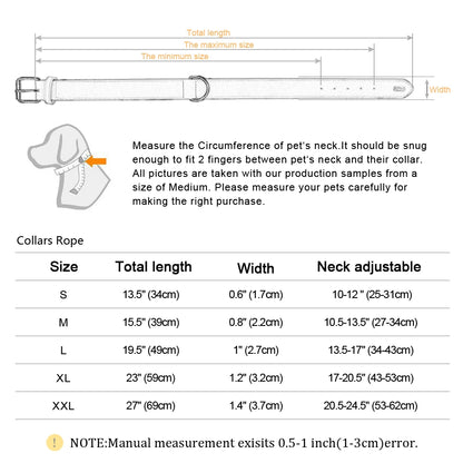 Large Dog Collar Soft Padded Dog Collars Durable Real Leather Pet Necklace Collar for Big Dogs Rottweiler Labrador Pitbull