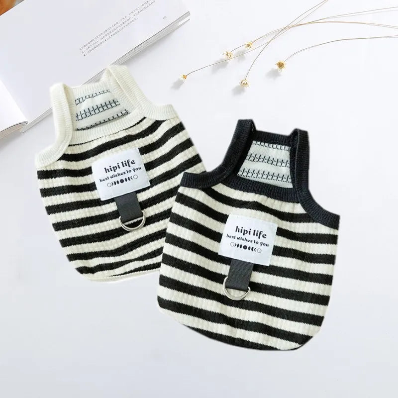 Dog Vest Summer Puppy Clothes Striped Dog Clothing Cotton Suspenders Dog Apparel Chihuahua French Bulldog Girls Dog Costume